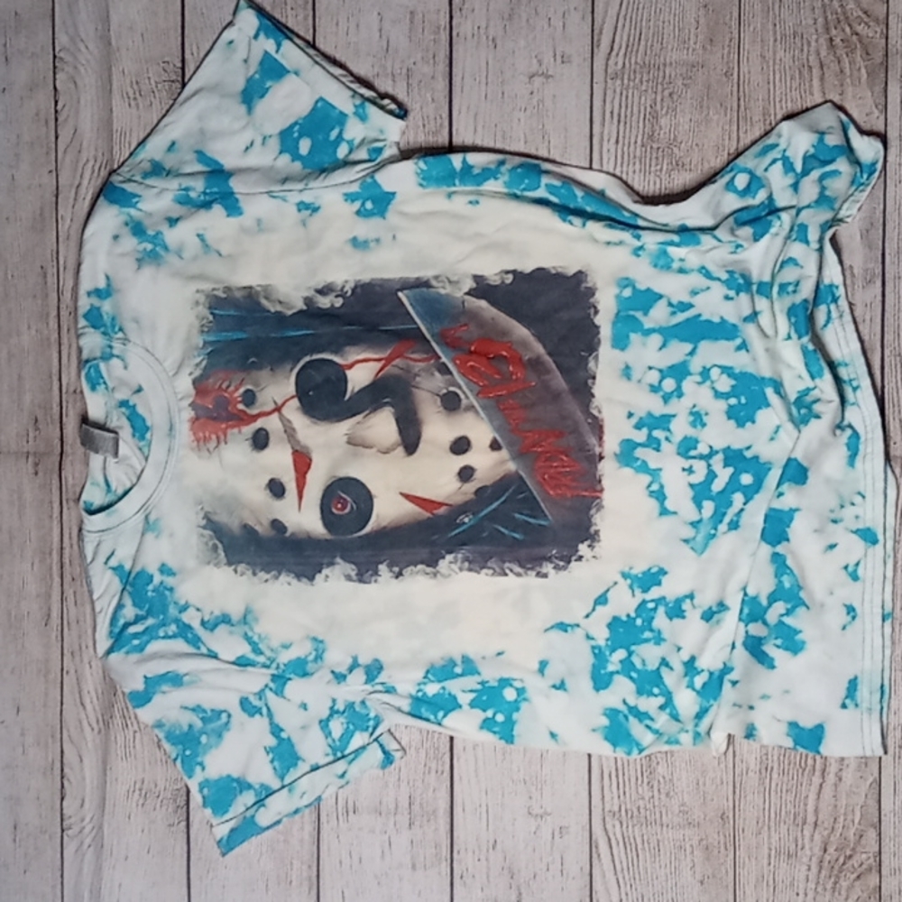 Hand Bleached Jason Voorhees Unisex Tie Dye Tee - Picture 3 of 6